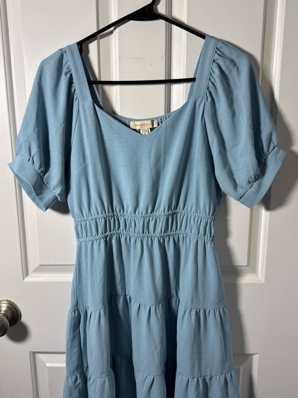 Monteau Light Blue Tiered Midi Dress